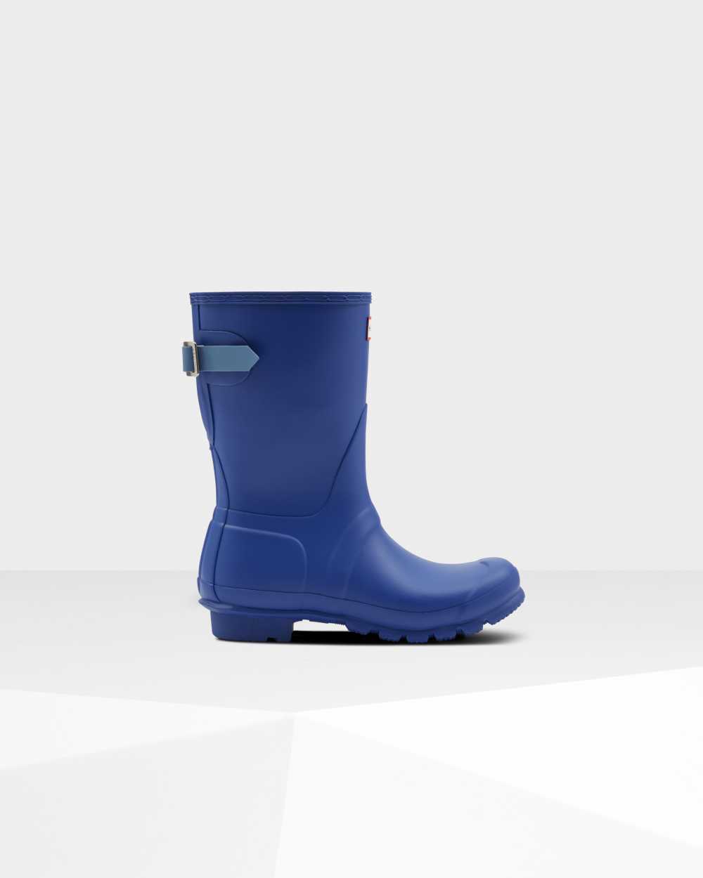 Womens Hunter Original Short Back Adjustable Rain Boots Blue | LPCANX-326